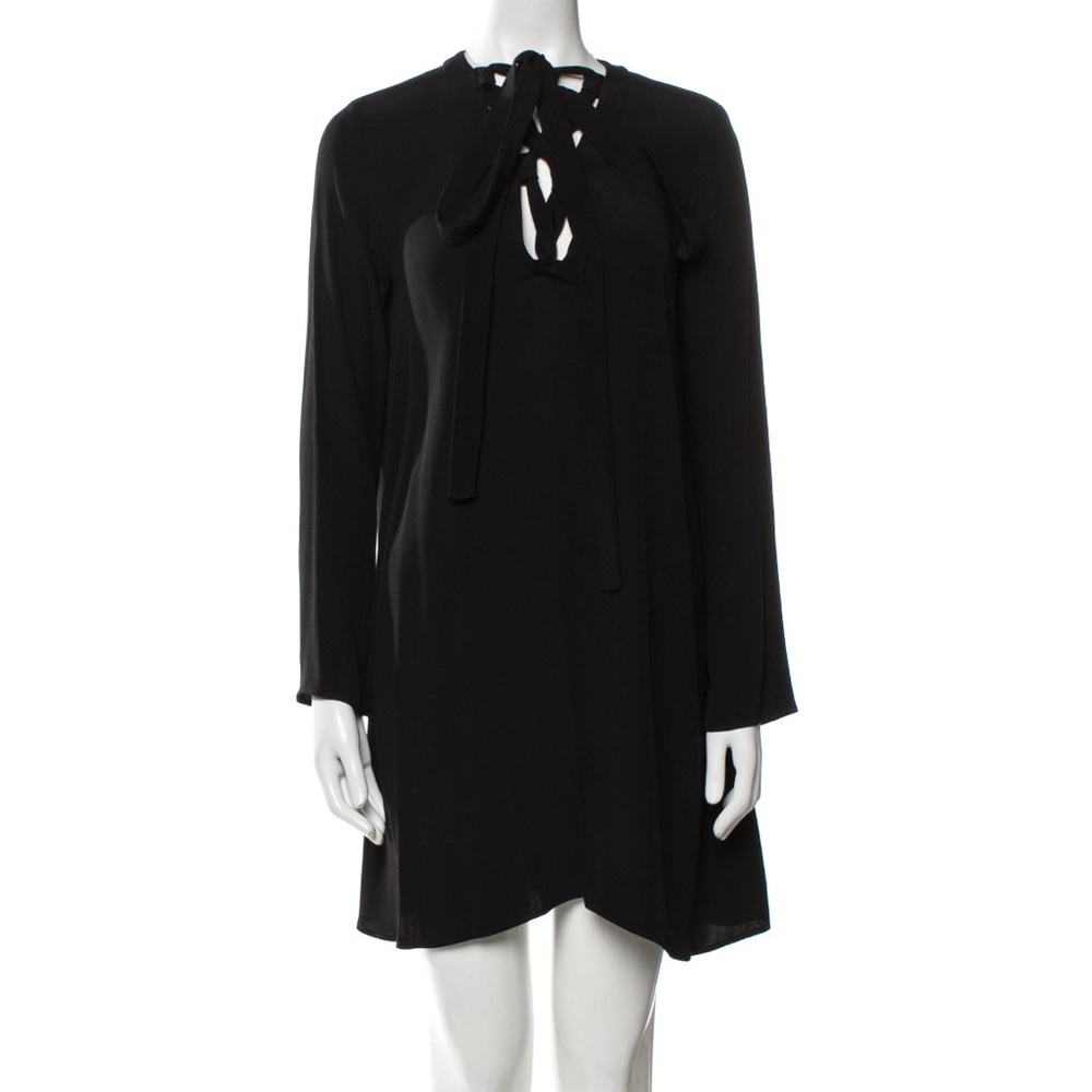 Sandro Paris Tie neck black midi dress